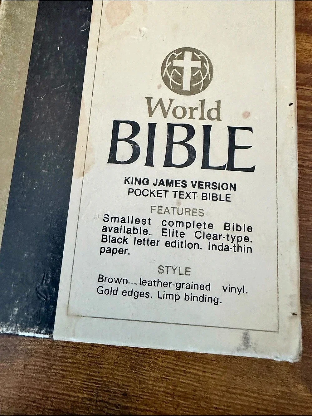 Vintage World KJV Holy Bible King James Pocket Text Gold Gilt Brown Vinyl